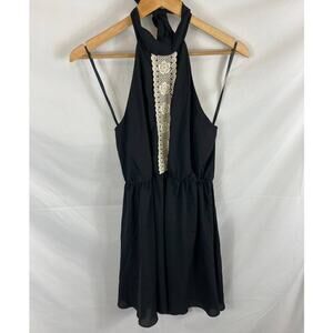 Finn & Clover Crochet detail halter mini dress size small
